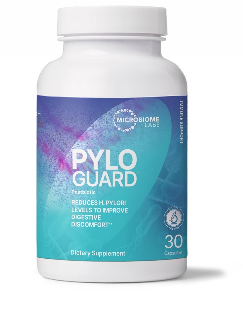 Microbiome Labs PyloGuard - Patentiertes L reuteri DSM17648 zur Verbesserung des Verdauungskomforts - Gut Health & Immun Support Supplement - Postbiotic (30 Kapseln)