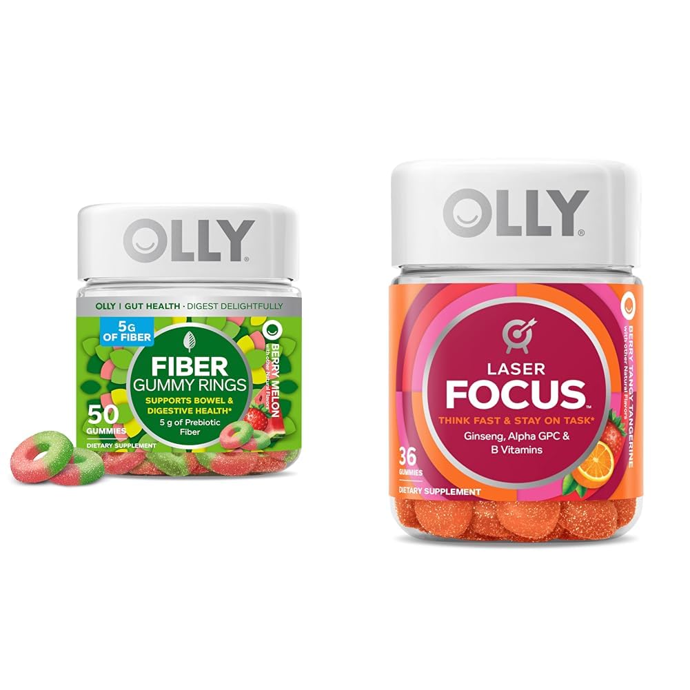 OLLY Fiber Gummy Ringe 50ct & Laser Focus Gummy 36 Count