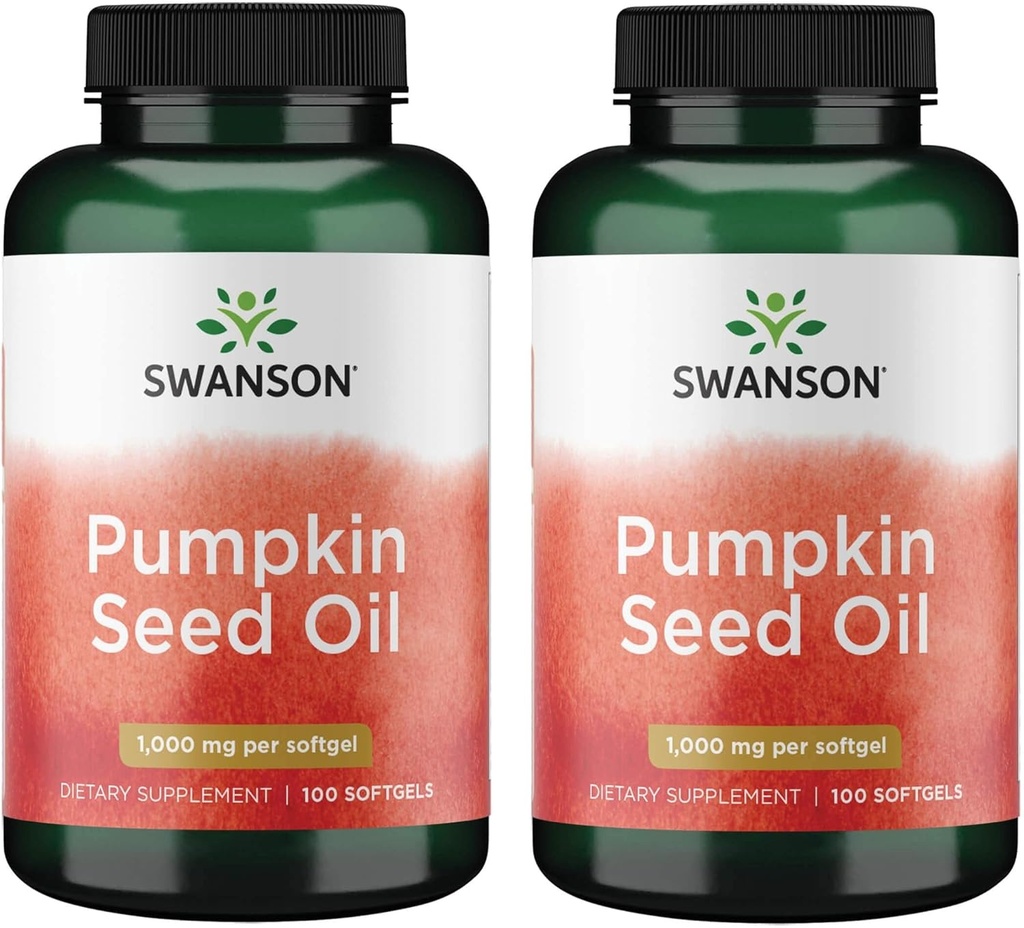 Swanson Kürbis Seed Oil - Hohe Bioverfügbare EFAs - (100 Softgel Kapseln, je 1000mg) 2 Pack