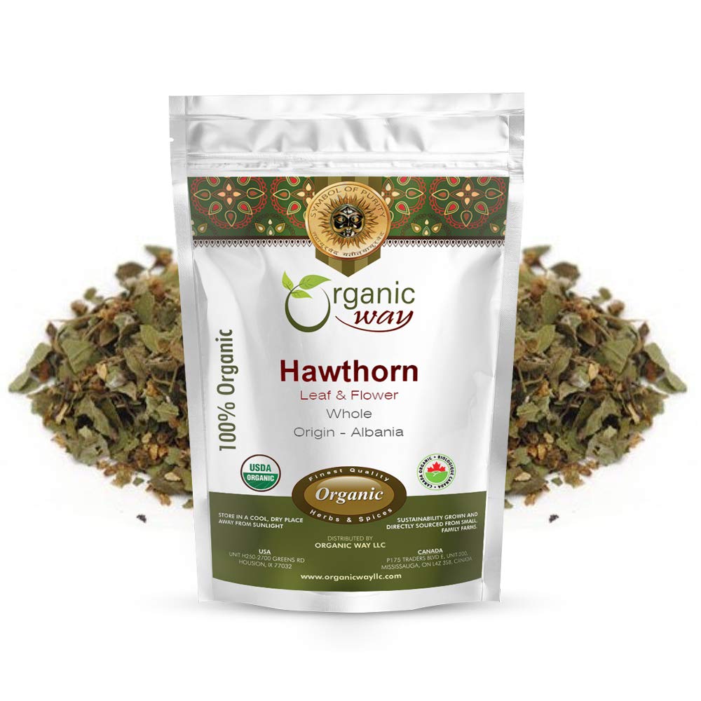 Bio Way Hawthorn Blatt und Blume Ganz (Crataegus monogyna) - Kräutertee | European Wild-Harvest | USDA & Kosher Zertifiziert | Non GMO & Gluten Free | Origin - Albanien (1/2LBS / 8OZ)