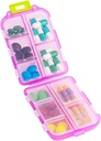 Travel Pill Organizer, Moisture Proof Daily Medicine Dispenser Box, Small Weekly Vitamin Case for Supplement, Fish Oil, Meds, Pocket Pharmacy Cute Capsule Container 10 Comparts, Pink