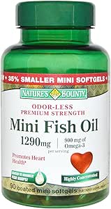 Nature's Bounty Fish Oil 1290 mg Mini Softgels - 90 ct, Pack von 5