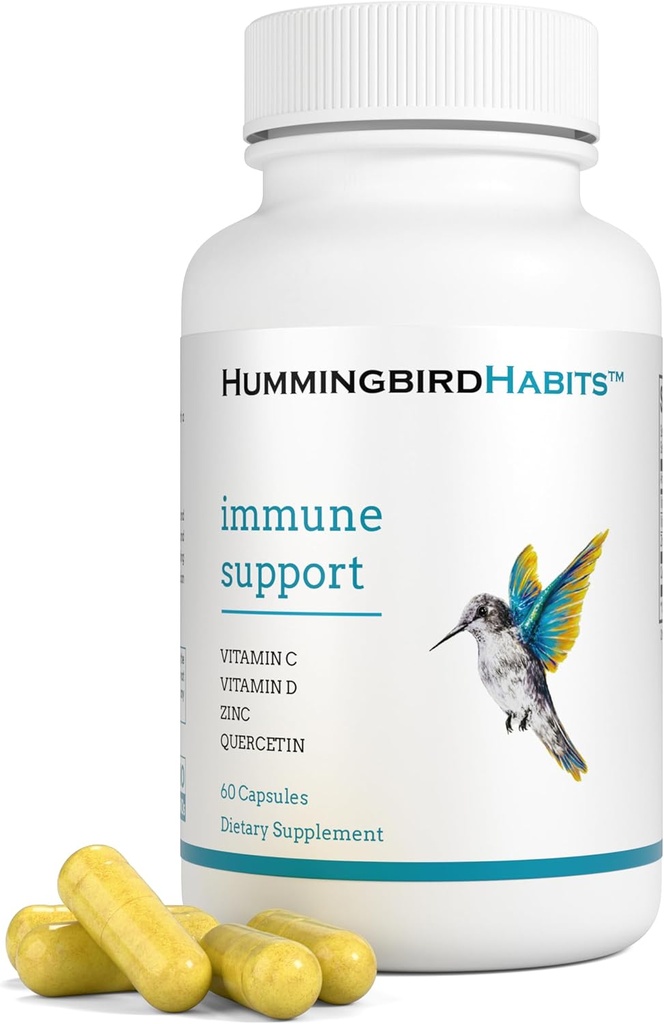 Immununterstützung, Zink Quercetin Vitamin C und D Immunkomplex, Dihydrat Quercitin Ergänzungen 500 mit Zink Vitamin C D3 für Immununterstützung, Veganergänzung (60 Kapseln)