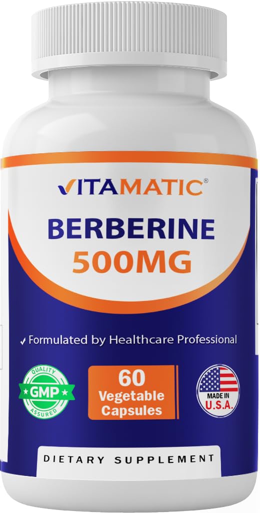 Vitamatic Berberine Supplement 500mg - 60 Gemüsekapseln - Made in the USA - Glutenfrei - Non-GMO (1 Flasche)