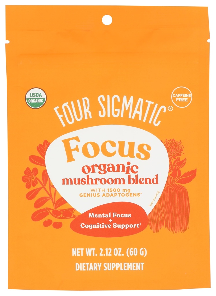 Vier Sigmatic Focus Blend 7 Superfoods Adaptogen Blend Mix mit Lion's Mane, Cordyceps, Rhodiola, Bacopa & Mucuna | Produktivität & Creative Support | Decaf & Dissolves Easily | 30 Portionen