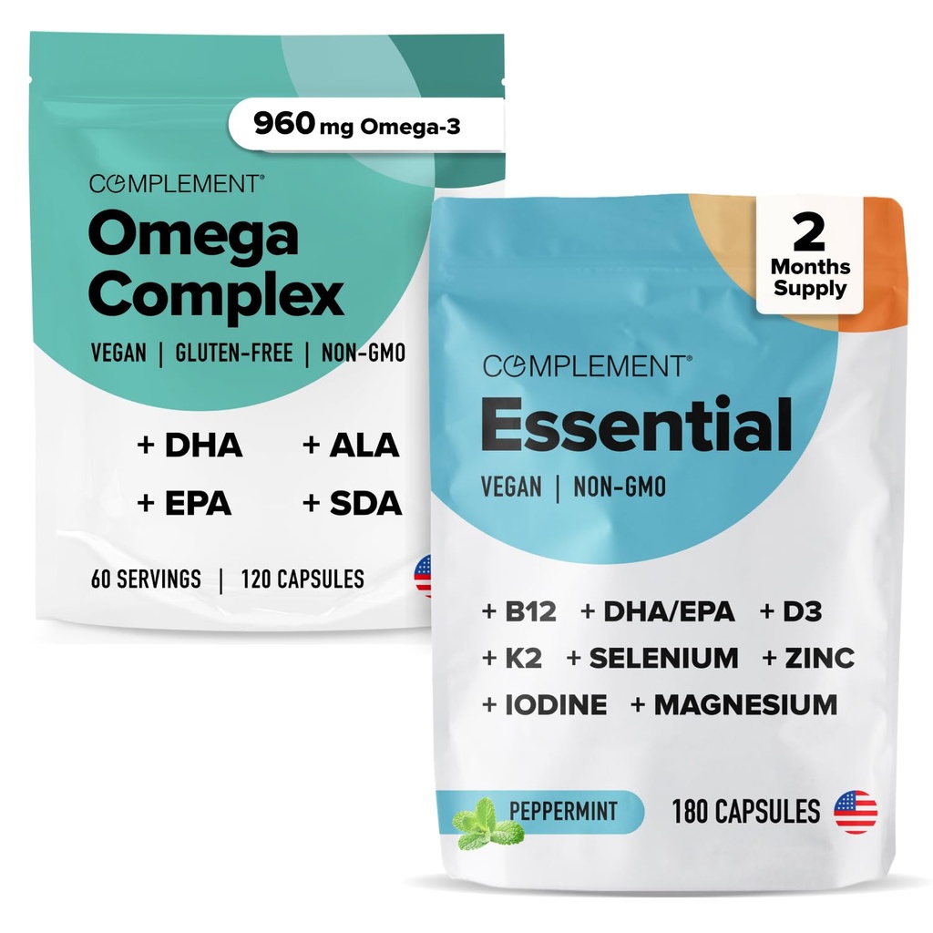 Complement Omega Complex & Essential Multivitamin Bundle – Umfassende vegane Ernährungsunterstützung für optimale Gesundheit und Wellness