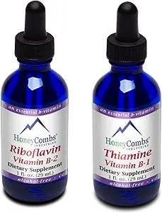 HoneyCombs Vitamin B2 (Riboflavin) Tropfen - 1 Fl Oz + Vitamin B1 (Thiamin) Tropfen- 1 Fl oz