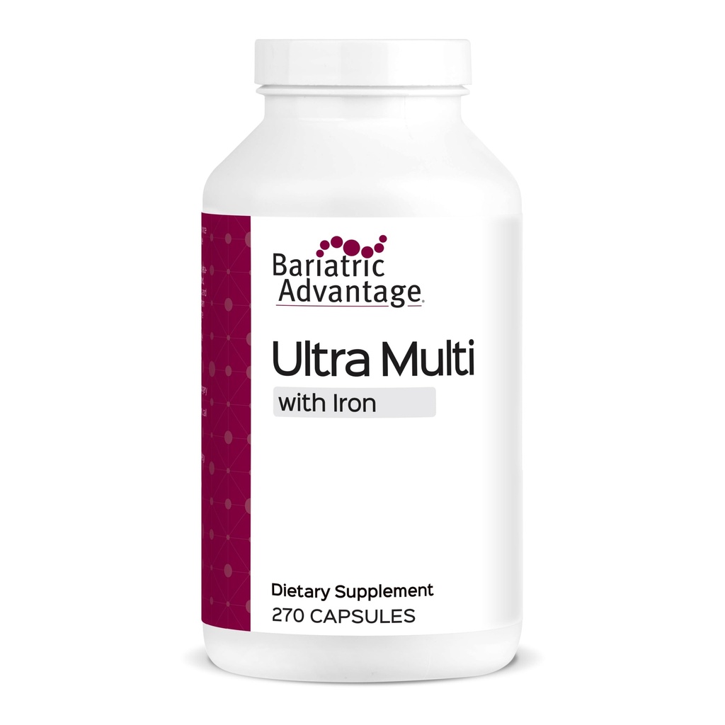 Bariatric Advantage Ultra Multivitamin mit Eisen - Ultra Multi mit Eisen - Kapsel Format Multivitamin - Bietet vollständigen Komplex von B Vitaminen - mit Vitamin C, Chrom &amp; Mehr - 270 Kapseln