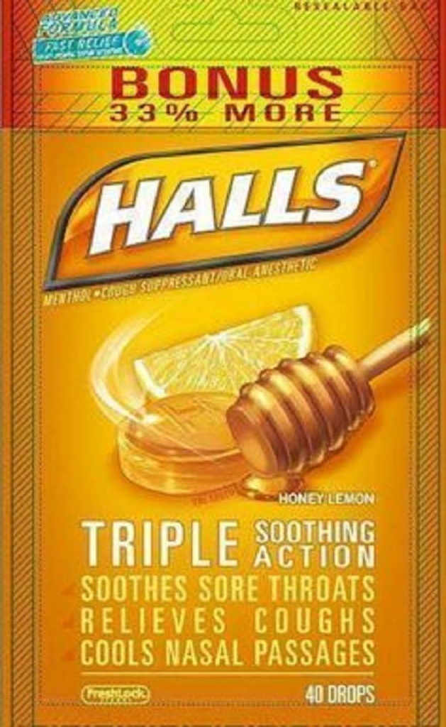 Hallen Menthol - Cough Suppressant/Oral Anesthetic, Honey-Lemon, Tropfen, 40 ct. Pack von 2