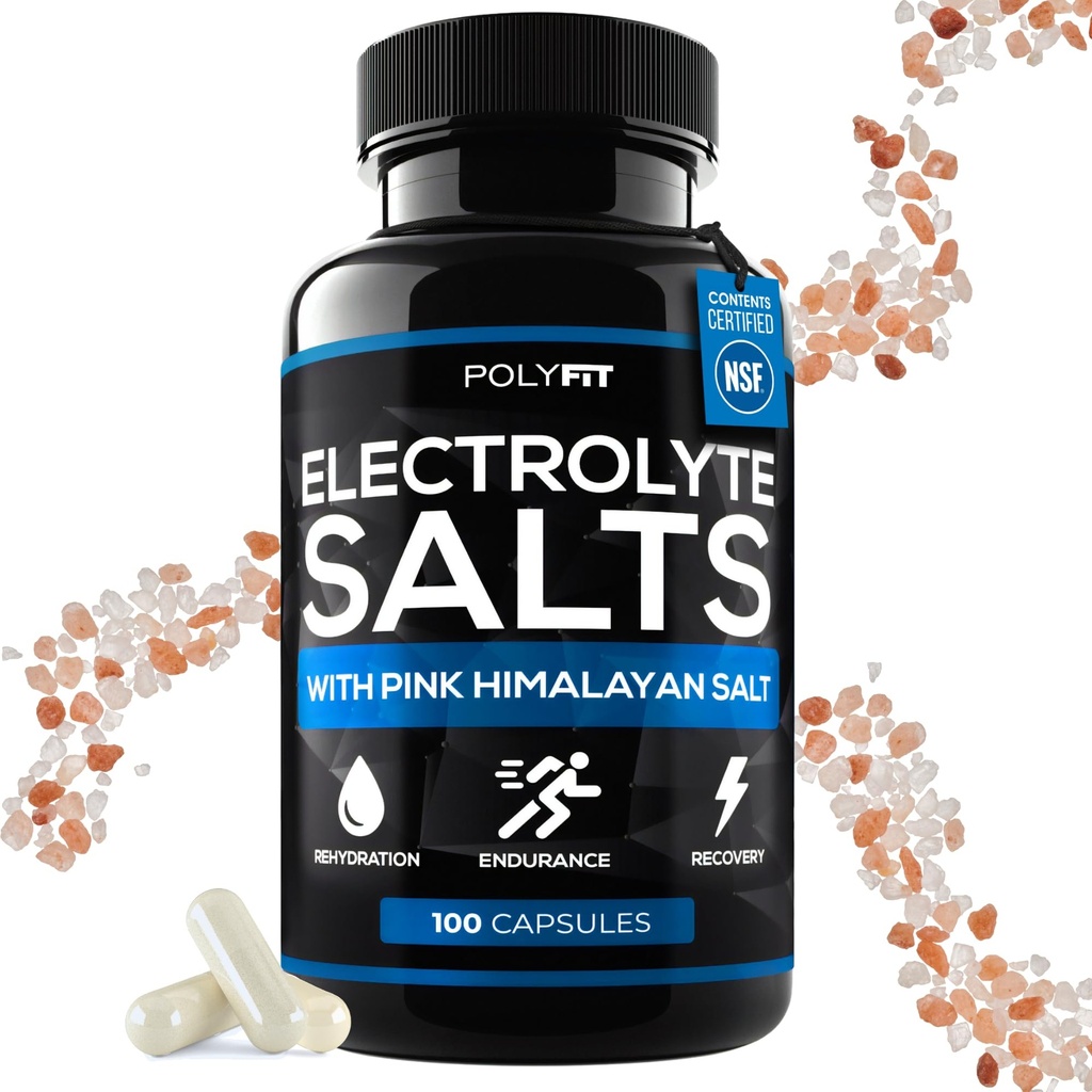 Polyfit Elektrolyt Salze - 100 Salz Pillen - Elektrolyte Ersatz Salz Tabletten für Läufer - Ergänzung für schnelle Hydration, Erholung und Ausdauer