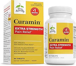 Terry Naturally Curamin Extra Strength - Curcumin & Boswellia for Healthy Circulation Support - Turmeric Supplement to Support Joints, Muscle Health & Endorphin Production - 90 Tablets