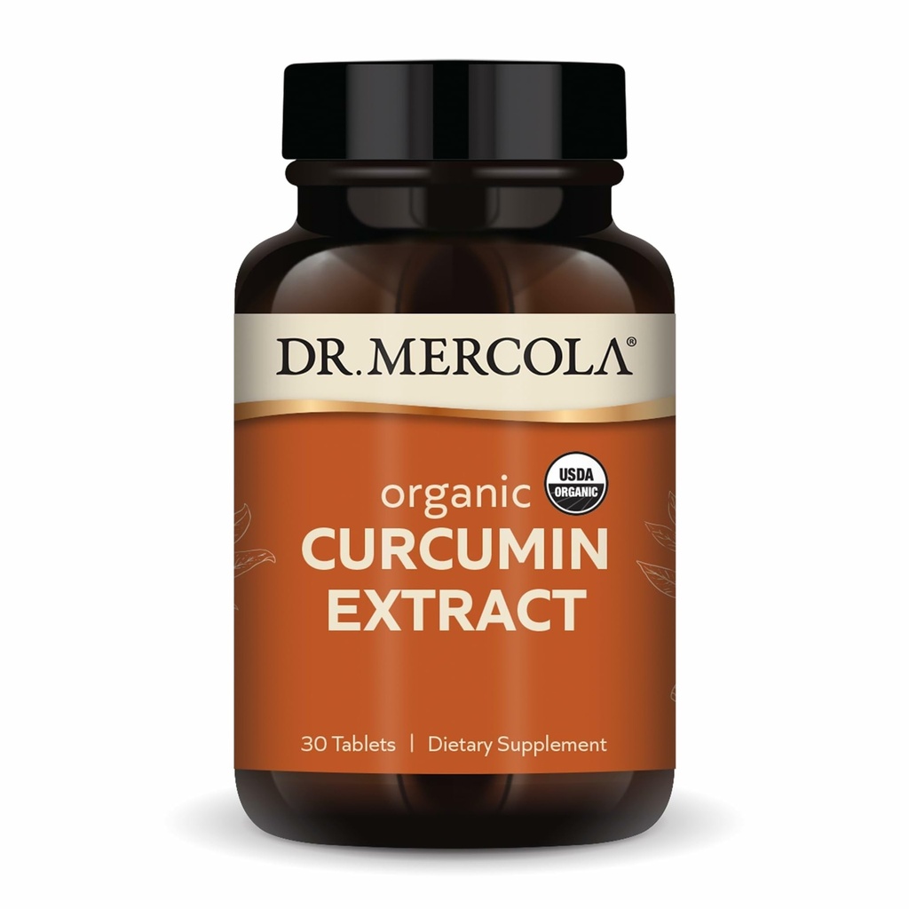 Dr. Mercola Organic Curcumin Extract, 30 Portionen (30 Tabletten), Nahrungsergänzung, Non-GMO, zertifiziert USDA Organic
