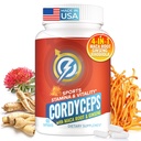 Cordyceps Mushroom Capsules - Immun- & Energie-Supplement mit Cordyceps Militaris, Maca Root, Ginseng, Rhodiola, Pilz-Ergänzung für Endurance, Stamina, sportliche Leistung, 60 Kapseln