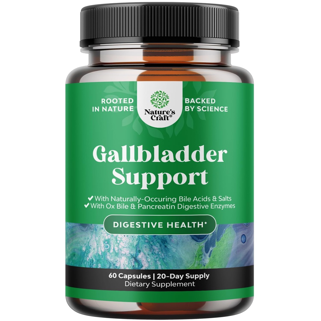 Ox Bile Salts für Gallbladder Unterstützung - gereinigte Bile Salts Ergänzung mit Pancreatin Verdauungsenzyme Ox & Betaine HCL - Ergänzungen für keine Gallbladder & Digestive Gesundheit 20 Tage