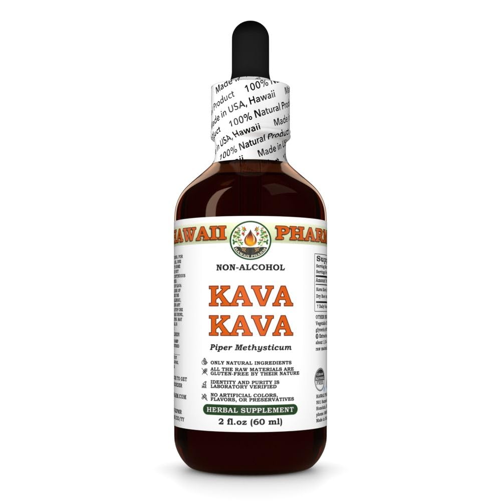 Hawaii Pharm Kava Kava Alkoholfreie Flüssigextrakt, Kava Kava (Piper Methysticum) Getrocknete Wurzel Glycerit natürliche Kräuterergänzung 2 oz