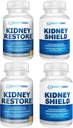 Kidney Restore & Kidney Shield 4-Pack Bundle Pillen - Natural Kidney Support Supplement für Kidney Cleanse Detox & Repair - Umfassende Nieren- und Nierengesundheitsergänzung zur Unterstützung von Nierenfunktion