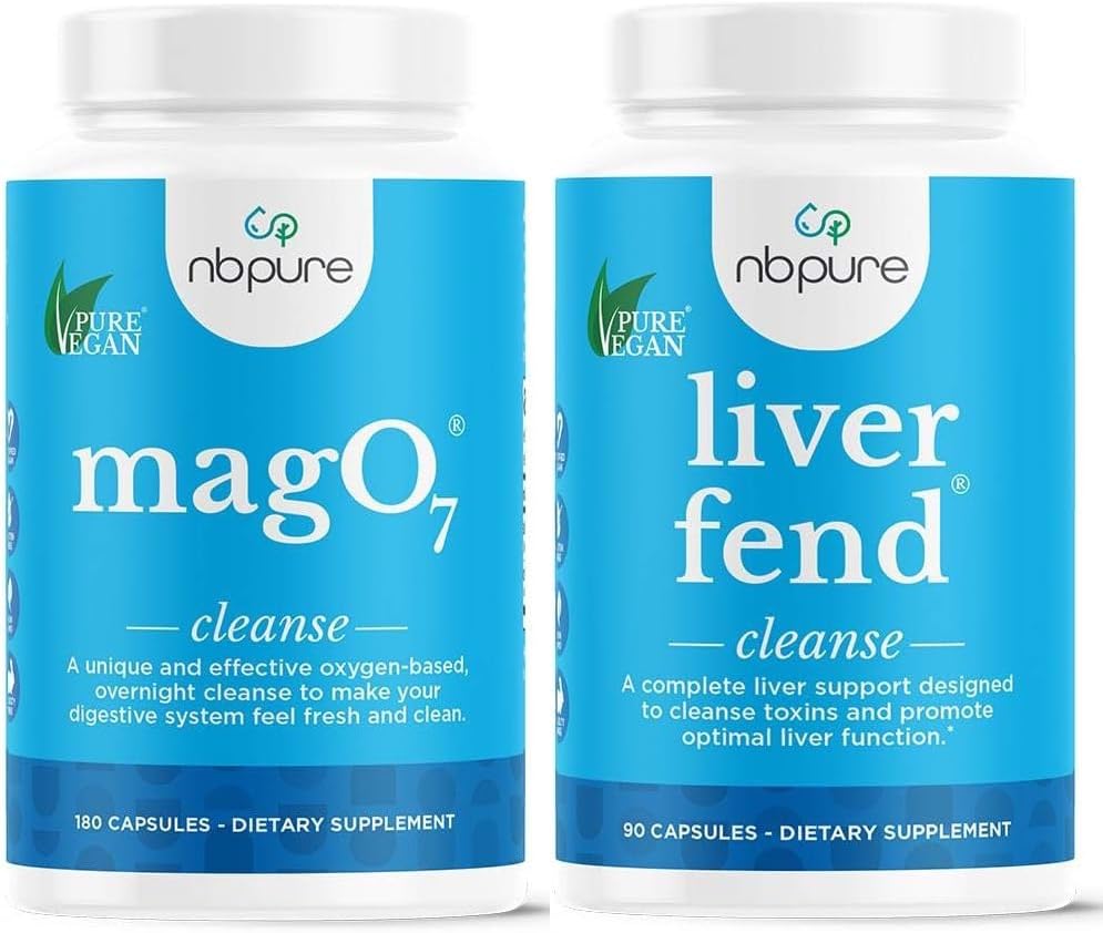 nbpure MagO7 + Liver Fend Detox Bundle | Oxygen-Powered Colon Cleanse & Liver Support | Relief für okziale Verstopfung, Bloating & Toxin Build-Up | Ozoniertes Magnesium + Milchdistel, 180 Kapseln