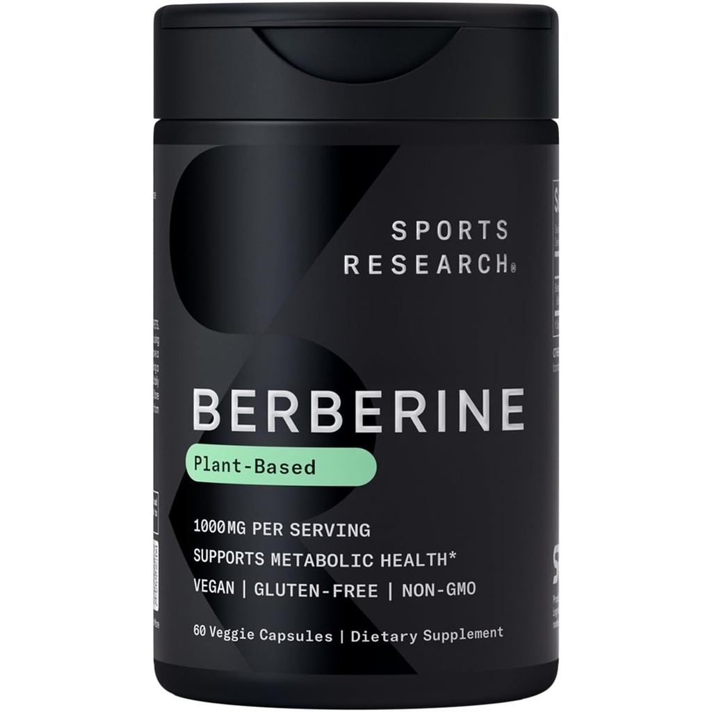 Sportforschung Berberine - Herbal Ayurvedic Metabolic Health Support - 500 mg - 60 Kapseln - Vegan zertifiziert, Glutenfrei, Non-GMO
