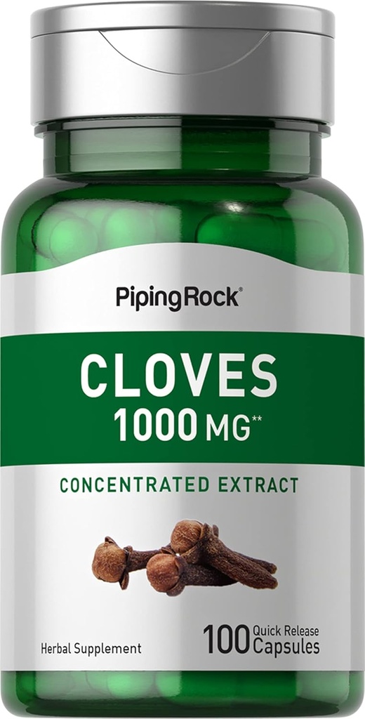 Piping Rock Cloves Kapseln 1000mg | 100 Pillen | Konzentrierter Extrakt | Kräuterergänzung | Non-GMO & Gluten Kostenlos