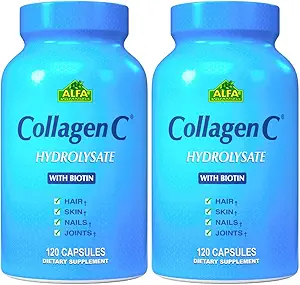 ALFA VITAMINS CollagenC Anti-Aging Nahrungsergänzung für - Haut, Nägel & Haarverjüngung - Unterstützt Knochen & Muskel Gesundheit - Made in USA - 120 Kapseln - 2 Packung
