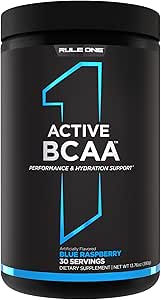 Regel 1 Aktive BCAA - Leistung, Hydration und Erholung Unterstützung mit 5g BCAAs + Elektrolyten, L-Glutamin und Citrulline (30 Servierungen, Blaue Himbeere)
