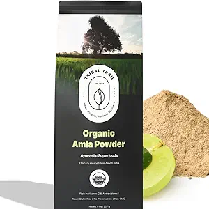Bio Amla Pulver (Indian Gooseberry) | 8.01 oz | USDA Organic & Non-GMO | Raw from India | Gesundes Haar & Skin | Recyclable Kraft Taschen