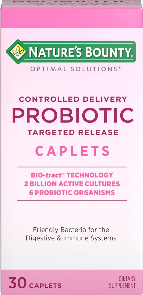 Nature's Bounty Probiotic, Controlled Delivery Diät-Ergänzung, unterstützt Verdauungs-, Darm- und Immungesundheit, 30 Caplets, 30 Gesamt Servierungen