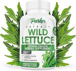 Parker Naturals Wilder Salat Extrakt – Kräuter-Schlaf-Ergänzung 1200mg, 4:1 Konzentriert, Vegan Kapseln, Beruhigt Unglück, 60 Servierungen, 120 Zähler