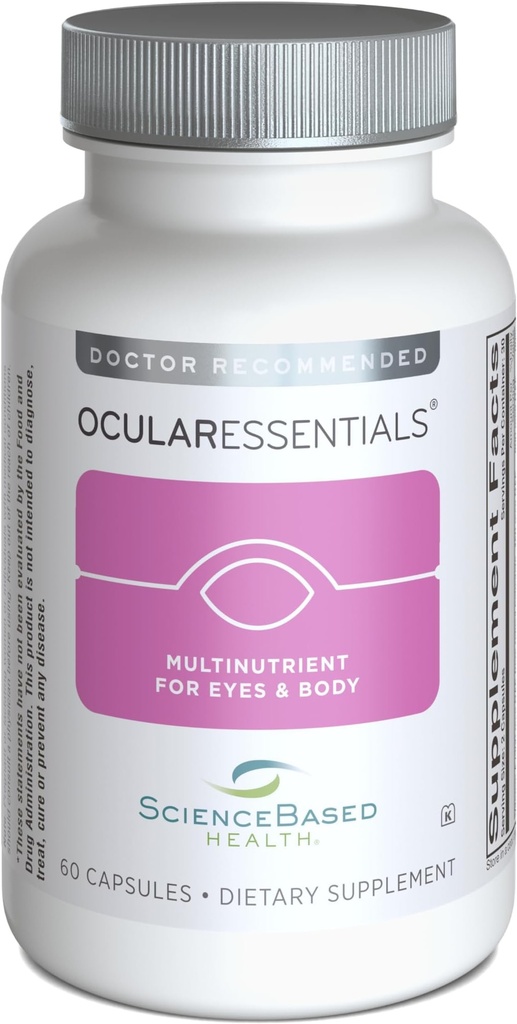 ScienceBased Health OcularEssentials – Daily Multivitamin with Eye Health Support – 30+ Nutrients Including Lutein, Zeaxanthin, Resveratrol & Plant-Based Antioxidants – 60 Capsules
