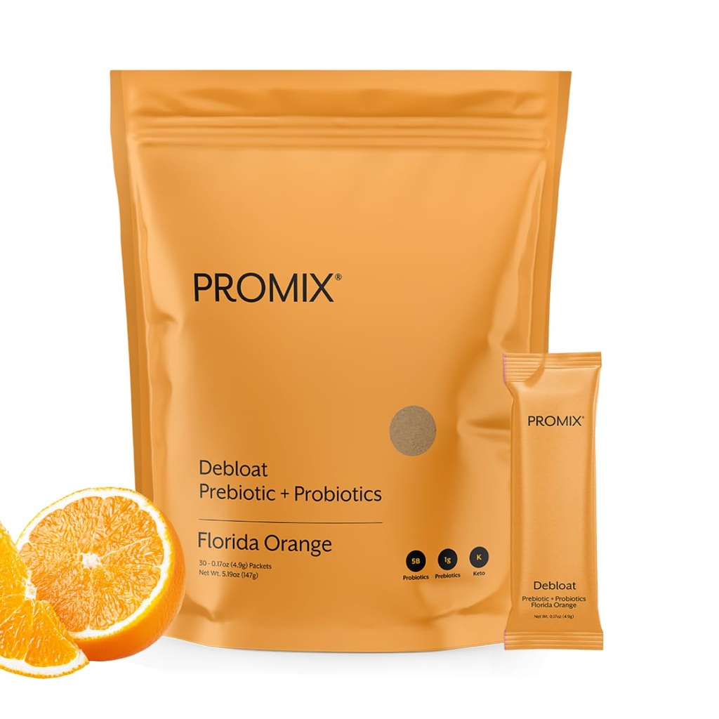ProMix Nutrition Debloat Präbiotika und Probiotika mit Baobab - Reich an Vitamin C, Bloating Relief, Immununterstützung - Orange - 30 Portionen (Pack von 30)