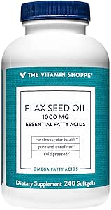 Der Vitamin Shoppe zertifizierte Bio Flax Seed Oil 1000MG, essentielle Fettsäuren, die Herz-Kreislauf-Gesundheit, Unrefined & Pesticide Free, kalt gepresstes Flax Seed Oil (240 Softgels)