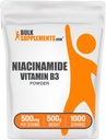 BulkSupplements.com Niacinamid Pulver - Vitamin B3 Pulver, Niacinamid-Ergänzung, Niacinamid 500mg - B3 Vitamine für Haut, Glutenfrei, 500mg pro Servierung, 500g (1,1 lbs) (Pack von 1)