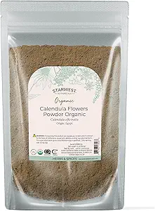 Starwest Botanicals Organic Calendula Flower Powder - Natürliche getrocknete Kräuter für Tee, Kräutermischungen, & Culinary Use, Koffeinfrei, Zertifizierte Kosher, Non-GMO - 4 oz Pouch