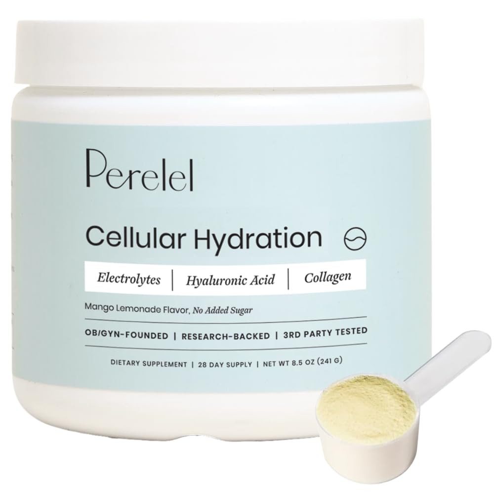 Perelel Hydration Pulver, Elektrolyt-Ergänzung mit Collagen & Hyaluronsäure, Mango Lemonade Flavor, Soja & Glutenfrei, Non GMO, Ohne Zusatz von Zucker, 28 Servierungen
