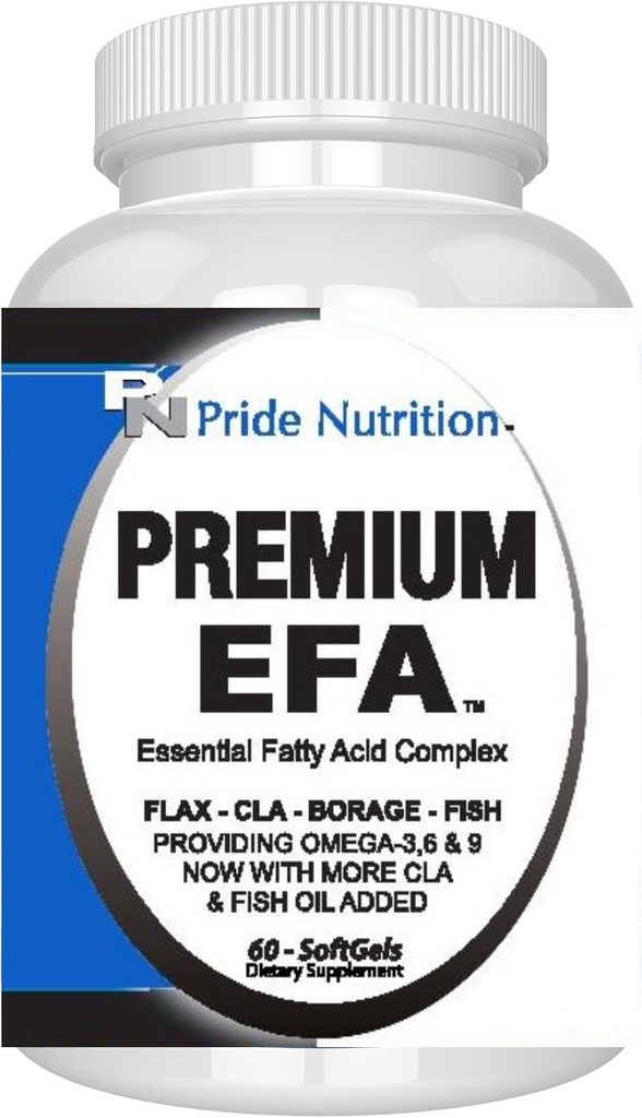 Pride Nutrition Premium EFA Omega 3-6-9 Supplement für Männer und Frauen 5 in 1 - EPA, DHA, GLA, ALA & CLA essentielle Fettsäuren mit Fischöl - Softgel Pillen