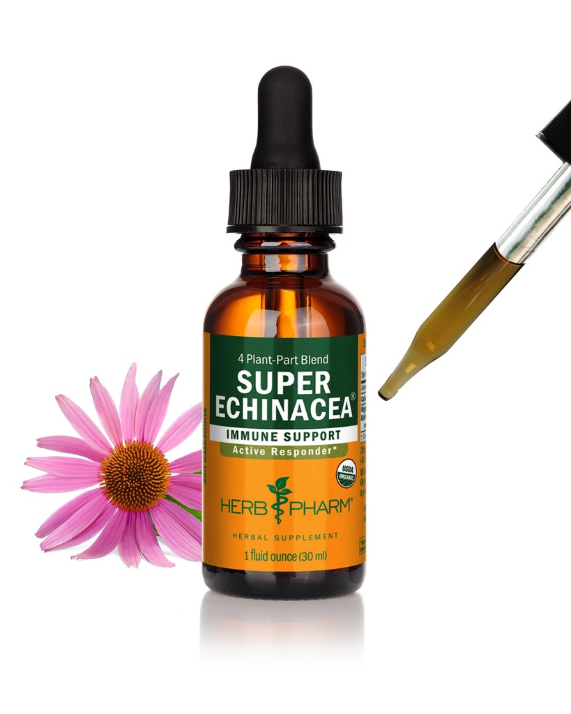 Herb Pharm Certified Organic Super Echinacea Liquid Extract für aktive Immunsystemunterstützung - 1 Unze (DSUPER01)