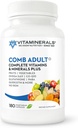 Vitaminerals CombAdult Comprehensive Vitamin & Mineral Formula | Non-GMO | Veggie Capssules (180)