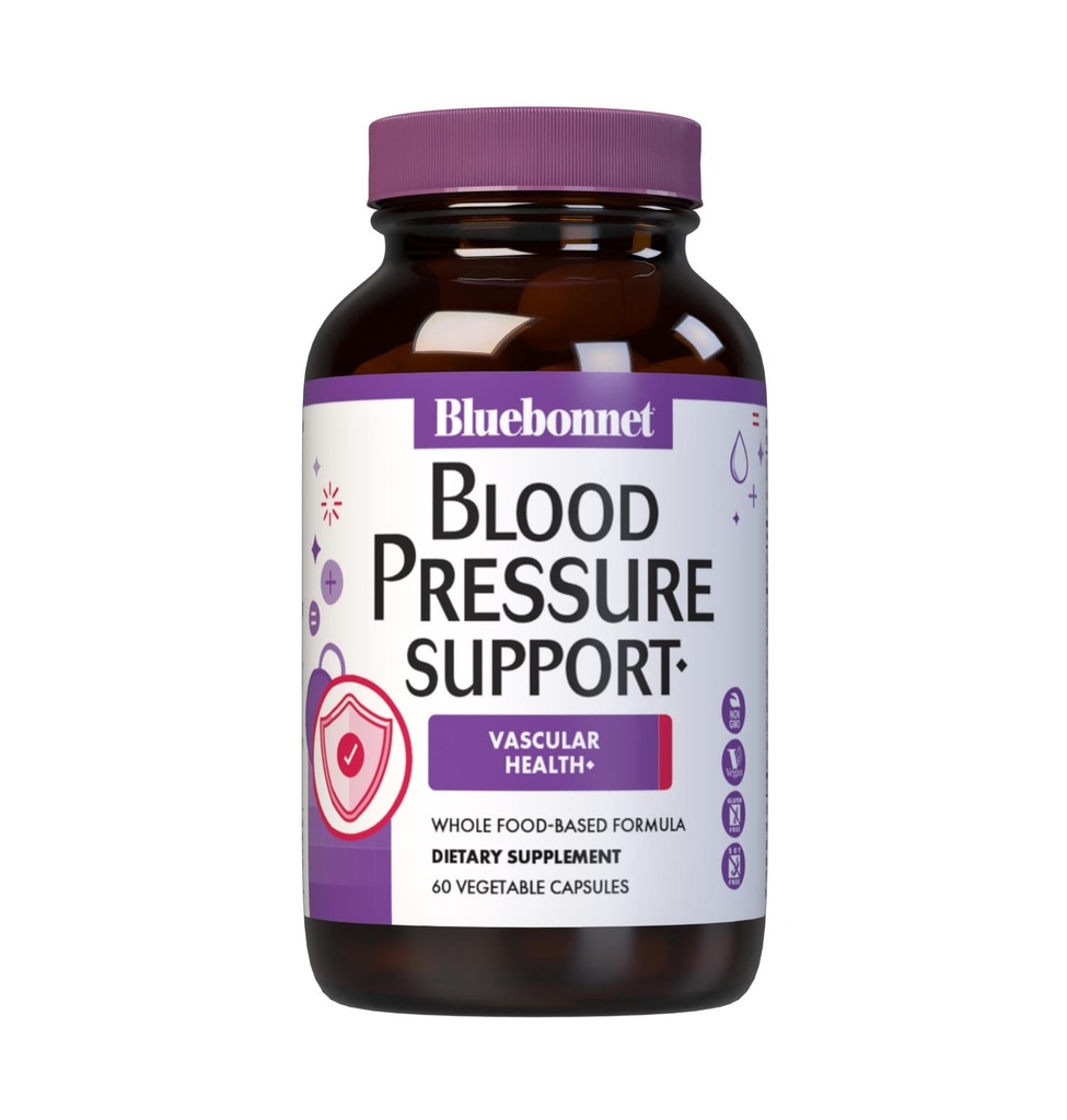 Bluebonnet Nutrition Blutdruckunterstützung, Vascular Health*, Non-GMO, Vegan, Glutenfrei, Sojafrei, Dairy-Free- 60 Gemüsekapseln, 30 Portionen