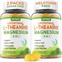 Liposomal L-Theanin 200mg Magnesium Glycinate 400mg Gummi mit GABA, 5HTP, Apigenin, Vitamin B6 & D3, Ashwagandha, Zitronenbalsamblatt, Melatonin Free Sleep Chewable for Relax Mood & Muskel, 2 Packungen