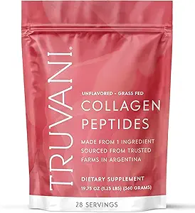 Truvani Hydrolysed Collagen Peptides | Unflavored | 28 Servierungen | 20g Grass-Fed Collagen Protein Powder | Fördert Haar, Haut und Nagel Gesundheit | Dairy & Gluten Free | Women & Men | Paket Mai Vary