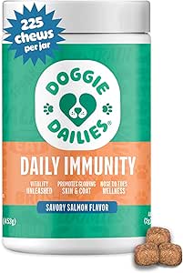 Doggie Dailies Omega 3, Lachsöl & Nährstoffe für Haut, Mantel & Allergie-Unterstützung (Salmon, 225 Weichkäse)
