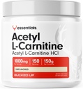 Abgeknicktes Acetyl L-Carnitin 1000mg Pulver, Essentials (150 Portionen, 150g pro Behälter)