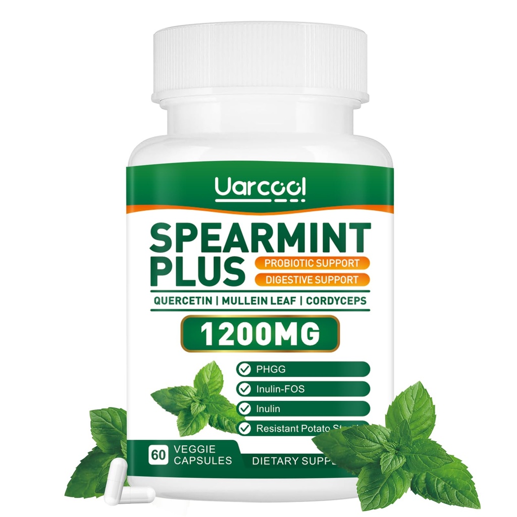 Spearmint Plus Supplement 1200mg - für Verdauungs-, Haut- und Stomach-Gesundheit, Alternative Spearmint Tea- USA Made & Tested - 60 Softgels