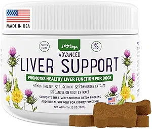 iHeartDogs Advanced Milk Thistle Liver Supplement für Hunde - Hunde Liver Unterstützung mit Milchdistel, Kurkuma, Cranberry & Dandelion Root Extract
