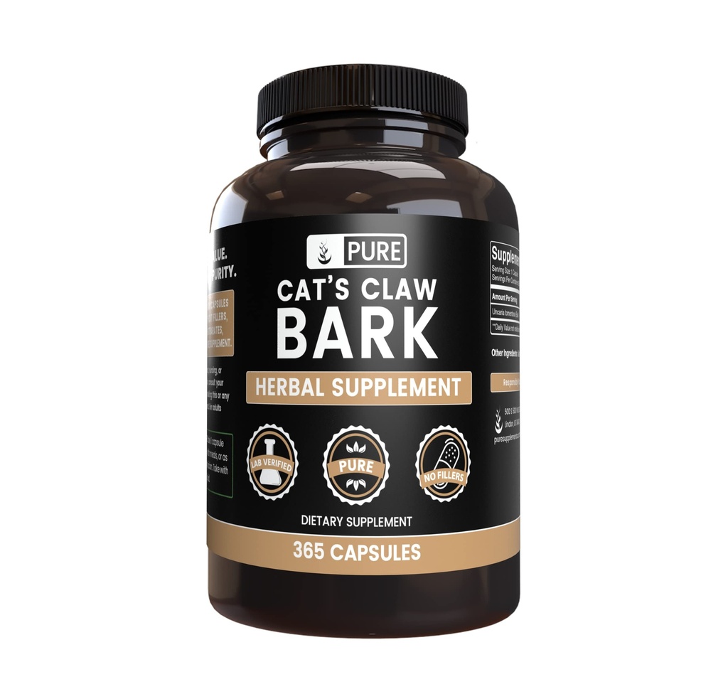 Pure Original Zutaten Cat's Claw Bark (365 Kapseln) Kein Magnesium oder Reisfüller, Immer rein, Lab Verifiziert