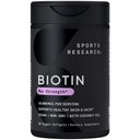 Sport Research® Biotin 10.000mcg mit Bio Kokosöl - Biotin (Vitamin B7) für gesunde Haut- und Haarunterstützung* - für Damen und Herren - Vegan, Non-GMO, Gluten & Soy-Free - 30 Veggie Softgels