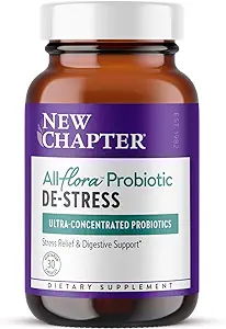 Neue Kapitel All-FloraTM Probiotic De-Stress Formel mit klinisch-Strength Ashwagandha - Dual-Action Probiotics für Verdauungs-Gesundheit + Kräuter Stress Relief Supplement*, 30 ct