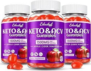 Keto ACV Gummies mit B12 B6 – 1500 mg Apfelessig-Ergänzung mit Granatapfel und Rübensaft, Vegan & Glutenfrei, 180 Gummi für Herren & Frauen