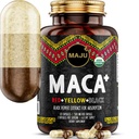 Maju Superfoods 4-in-1 Maca Root Capsules, Organic Black, Yellow & Red Roots w Black Pepper Extract for Absorption (120 ct) | Peru Produkt, Peruvian Powder, Men & Women Supplement, 60.000 mg