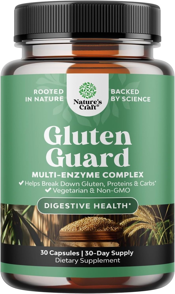 Fast Acting Gluten Digestive Enzyme für Intoleranz - Gluten Digestive Enzyme für Frauen und Männer für Debloat mit DPP IV Blend Plus Lipase Amylase Bromelain für Gut Health & Digestion Support - 30 Ct